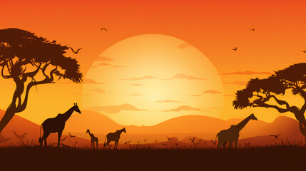 Safari theme Party Background with empty copy space. Generative AI.