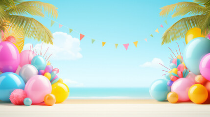 Summer Party Background with empty copy space. Generative AI.