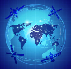 science and technology concept illustration wireless communication and connecting satellites to the future world.
