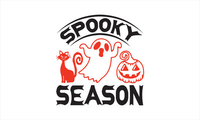 spooky season - Halloween SVG Design, Modern calligraphy, Vector illustration with hand drawn lettering, posters, banners, cards, mugs, Notebooks, white background.