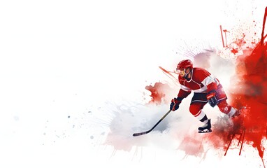 Sport Hockey player illustration with copy space for text generative ai - obrazy, fototapety, plakaty