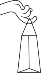 hand holding shopping bag line icon