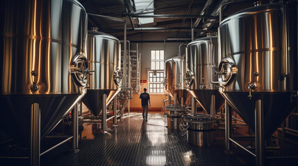Worker inside a brewery