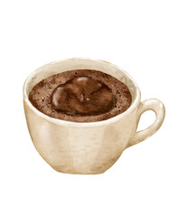 Watercolor affogato mocha  drawn watercolor illustration isolated element