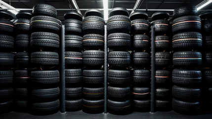 Fotobehang Tires in a tire store © franklin