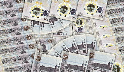 Libya Dinar LYD banknotes in a fan mosaic pattern 3d illustration