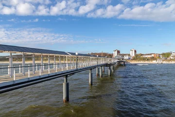 Papier Peint photo Heringsdorf, Allemagne pier view to modern pier in the Spa town of Ahlbeck, Heringsdorf