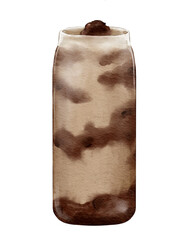 Watercolor redbean milk tea watercolor illustration isolated element