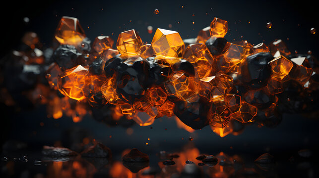 Amber node Tezos against a black background. Expressing the self-amendment feature of certain blockchains