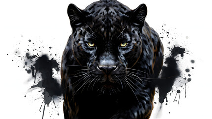 Black panther on white background