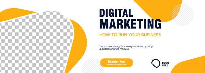 A Digital marketing banner, sign, blochure, flyer banner design, for social media post, Yellow and white business banner templates