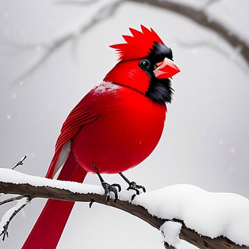 Red cardinal in winter
