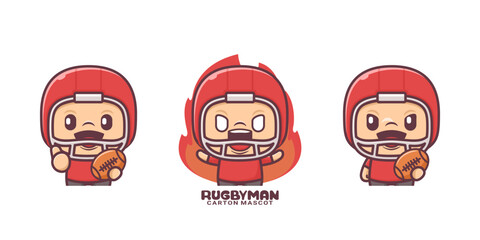 rugby man cartoon mascot. vector illustrations