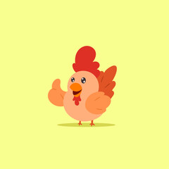 cute chicken giving thumbs cartoon