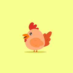 cute chicken side view cartoon