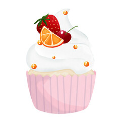 cupcake with fruits mix