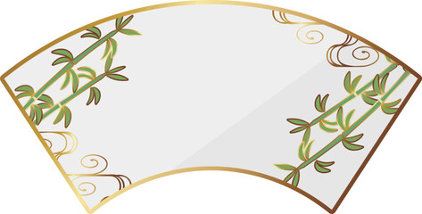 高級感のある竹と扇型フレーム　ホワイト＆ゴールド