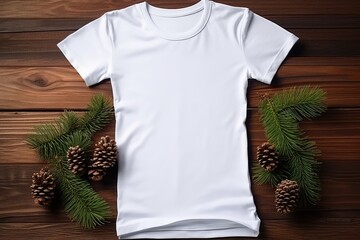 White womens cotton tshirt mockup with christmas tree