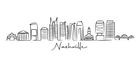Obraz premium Nashville city skyline doodle