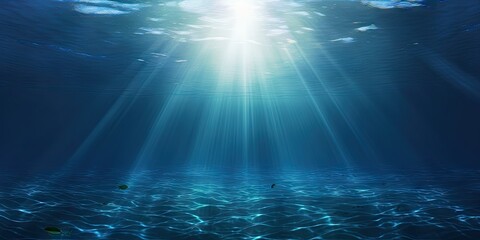 Fototapeta na wymiar Sunlit serenity. Exploring underwater realm. Beneath surface. Capturing magic of ocean. Oceanic sunbeams. Enchanting depths of sea