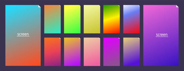 Fototapeta premium Soft pastel gradient smooth and vibrant color background set for devices, pc and modern smartphone screen soft pastel color backgrounds vector ux and ui design illustration