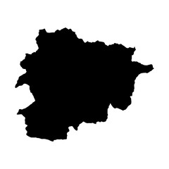 Andorra map. Card silhouette. Andorra border. Independence Day. Banner, poster template. State borders of country Andorra.