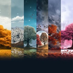 A macbook wallpaper that shows the seasons spring, Generative AI .