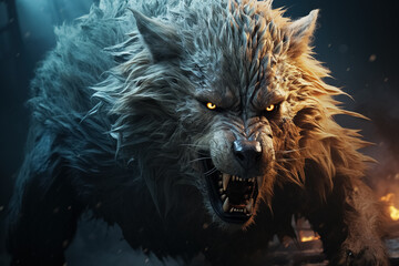 The sinister werewolf. Generative Ai
