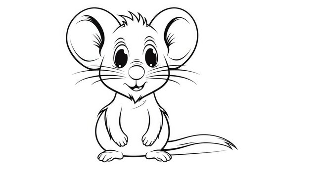 Simple coloring pages for children, mouse