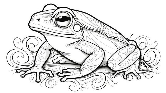 Simple coloring pages for children, frog