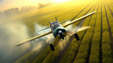crop duster aircraft spraying crops