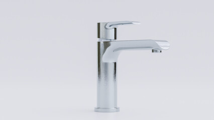 Elegant chrome faucet premium photo 3d render