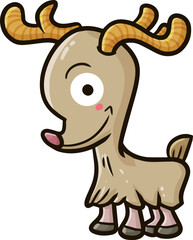 Funny and cute little deer smiling cartoon illustration