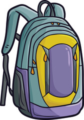 Cool modern grey purple backpack cartoon illustration