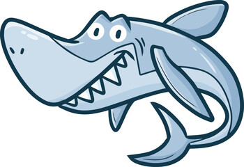 Funny shark with big teeth cartoon illustration