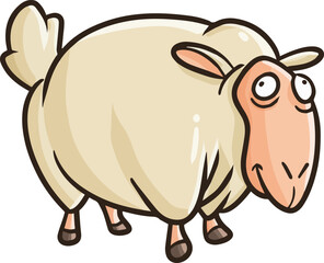 Funny absurd sheep cartoon illustration