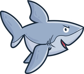 Cool shark from side view cartoon illustration