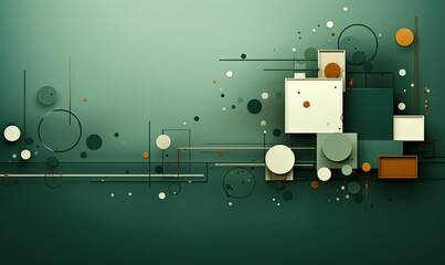 Naklejka premium Various flat geometric shapes on a green background.