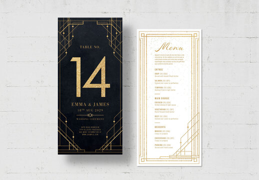 Wedding Menu Flyer with Table Number Layout