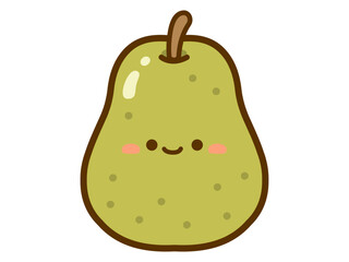 秋が旬のフルーツ、かわいい顔のある洋梨のイラスト
