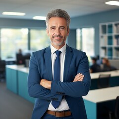 Naklejka premium photo of man manager in business suite