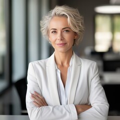 photo of woman manager in business suite