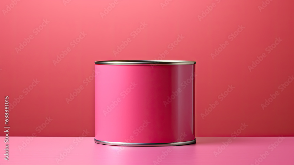 Poster a can isolated on a pink background. template for designers with copy space.
