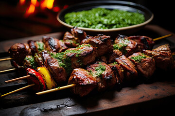 Brazilian churrasco, at a lively barbecue party 