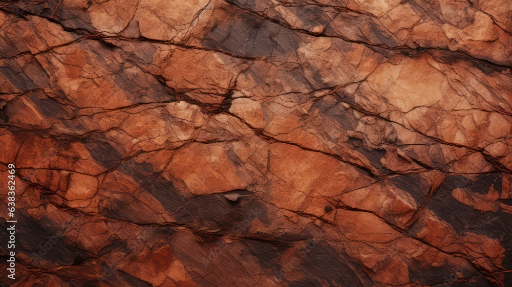 Poster dark red orange brown rock texture with cracks. close-up. rough mountain surface created with genera