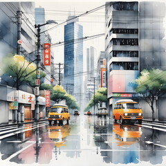 Digital Illustration of a Tokyo, Japan. generative ai