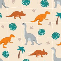Cute dinosaur childish seamless pattern