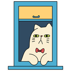 Window with cat cartoon illustration