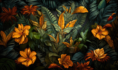 Fototapeta premium Texture of green and yellow leaf. Leaf texture background.