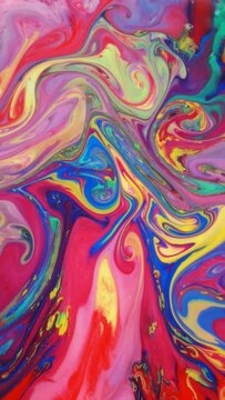 Movement of ink in a multicolored liquid. Abstract psychedelic background. Beautiful gradient texture. Vertical video
